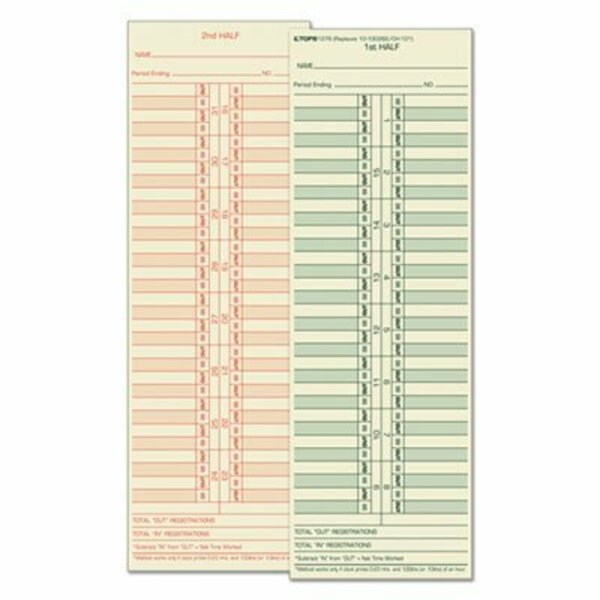 Tops Business Forms TOPS, Time Card For Cincinnati/lathem/simplex/acroprint, Semi-Monthly, 500PK 1276